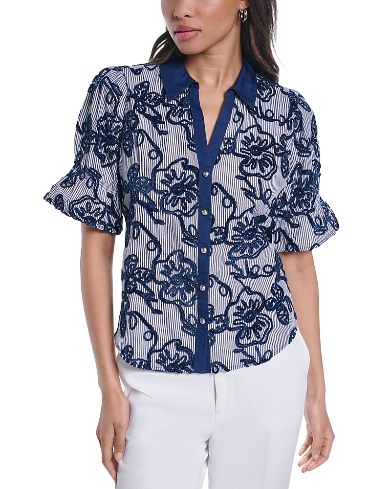 Karl Lagerfeld Paris Soutache Trim Short Sleeve Shirt
