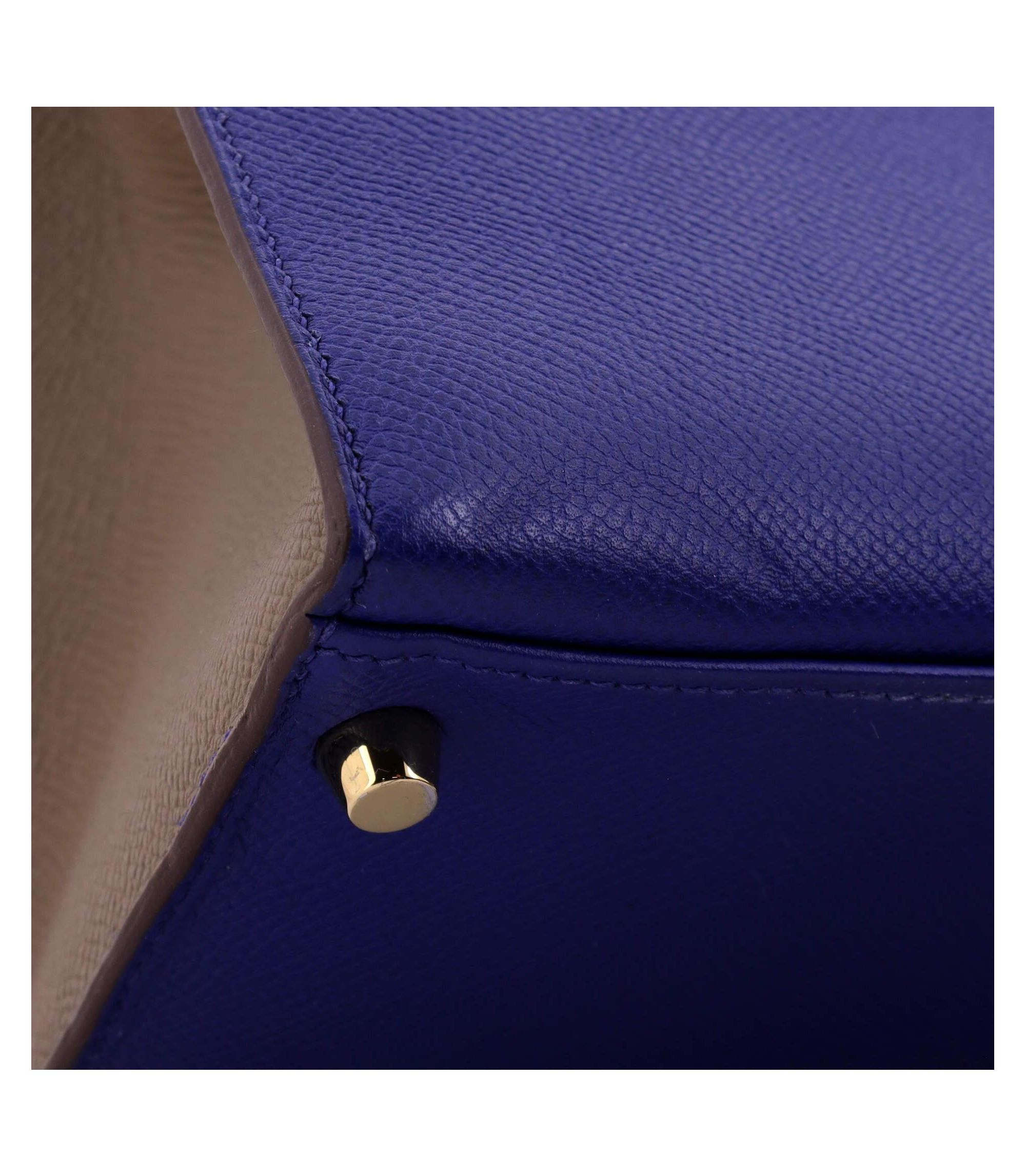 Kelly 28 Handbag Bicolor Epsom with Brushed Gold Hardware — Image 8