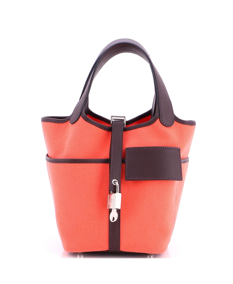 Pre-Owned HERMES Pm Cargo Picotin Lock Bag Canvas and Swift