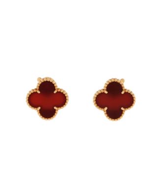  Vintage Alhambra Earrings 18K Gold and Carnelian