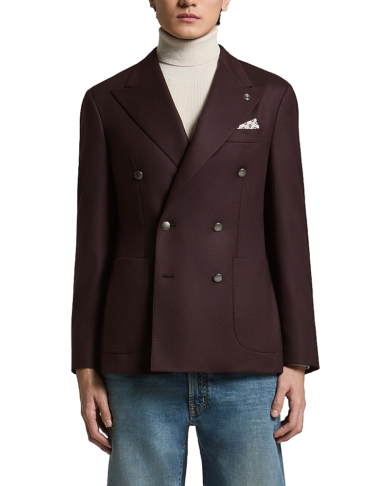 Peserico Wool Gabardine Regular Fit Double Breasted Blazer