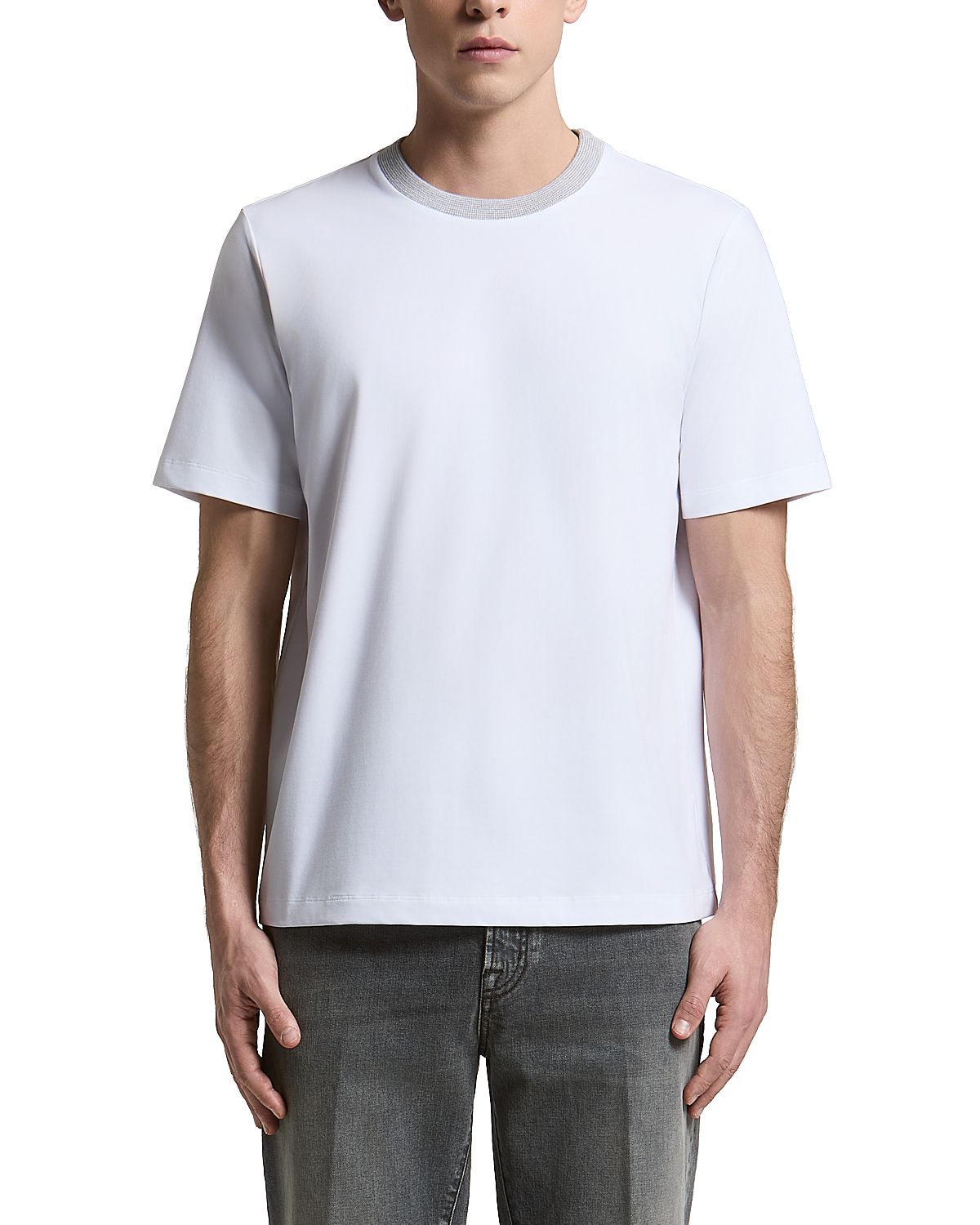 Peserico Regular Crewneck Cotton Blend T-Shirt