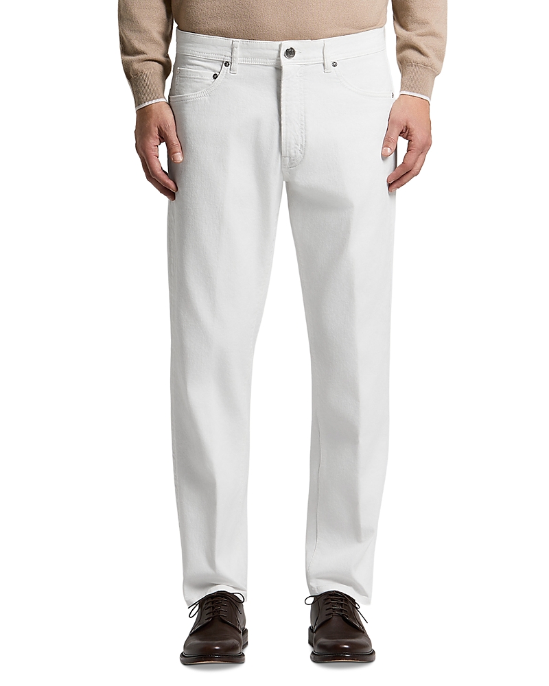 Peserico Cotton Blend Denim Bull Weave Jeans in Comet White