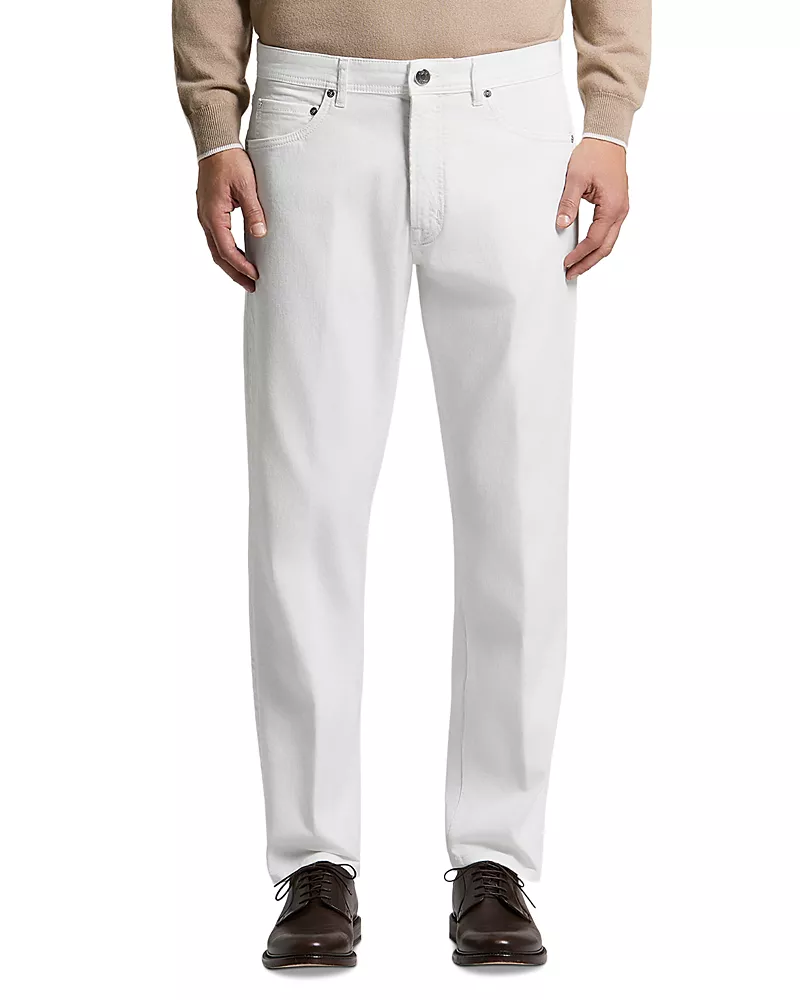 Peserico Cotton Blend Denim Bull Weave Jeans in Comet White
