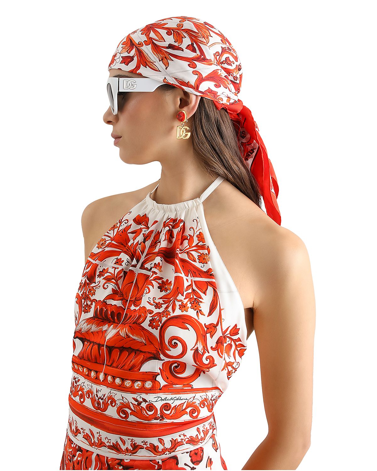 Dolce & Gabbana Majolica Print Charmeuse Top