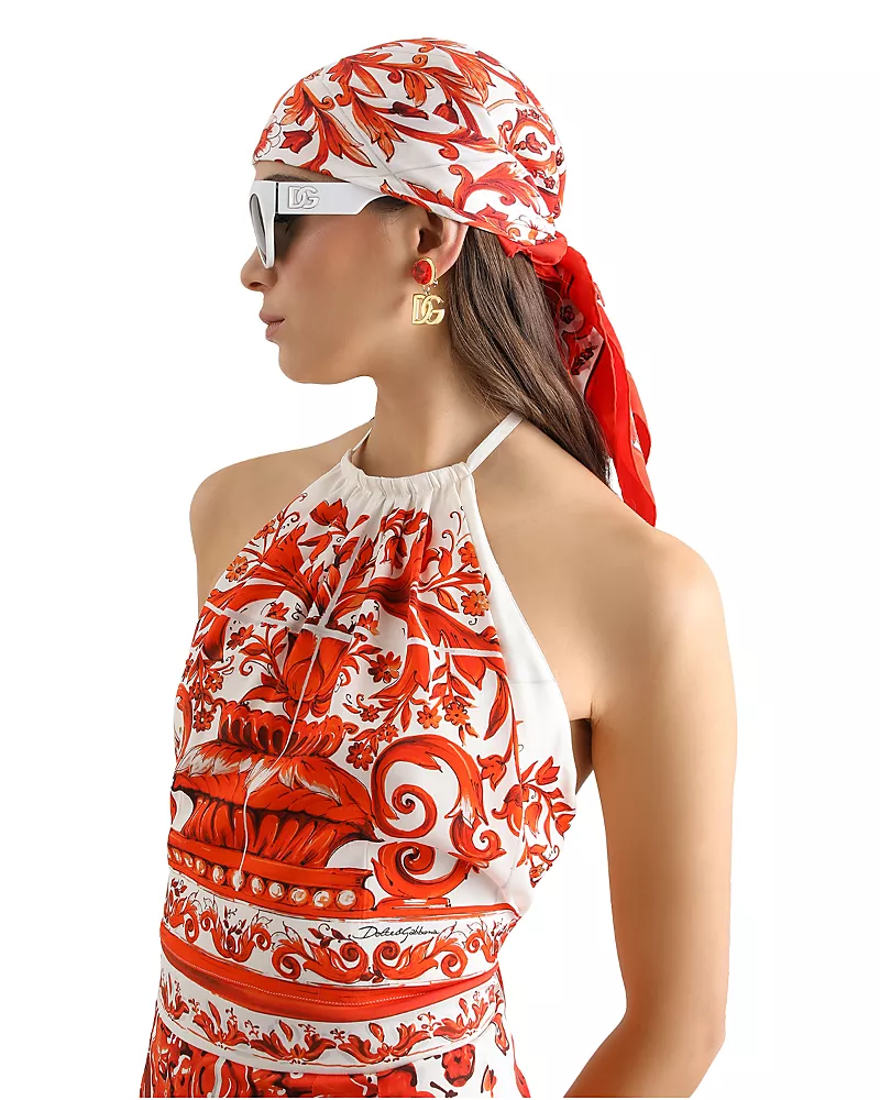 Dolce & Gabbana Majolica Print Charmeuse Top