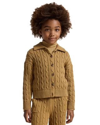 Girls' Cable Knit Collared Cardigan - Little Kid, Big Kid