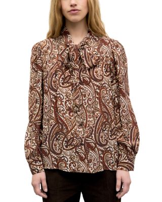 Lisie Printed Tie Neck Blouse