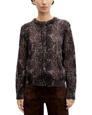 Rouba Wool Printed Button Front Sweater