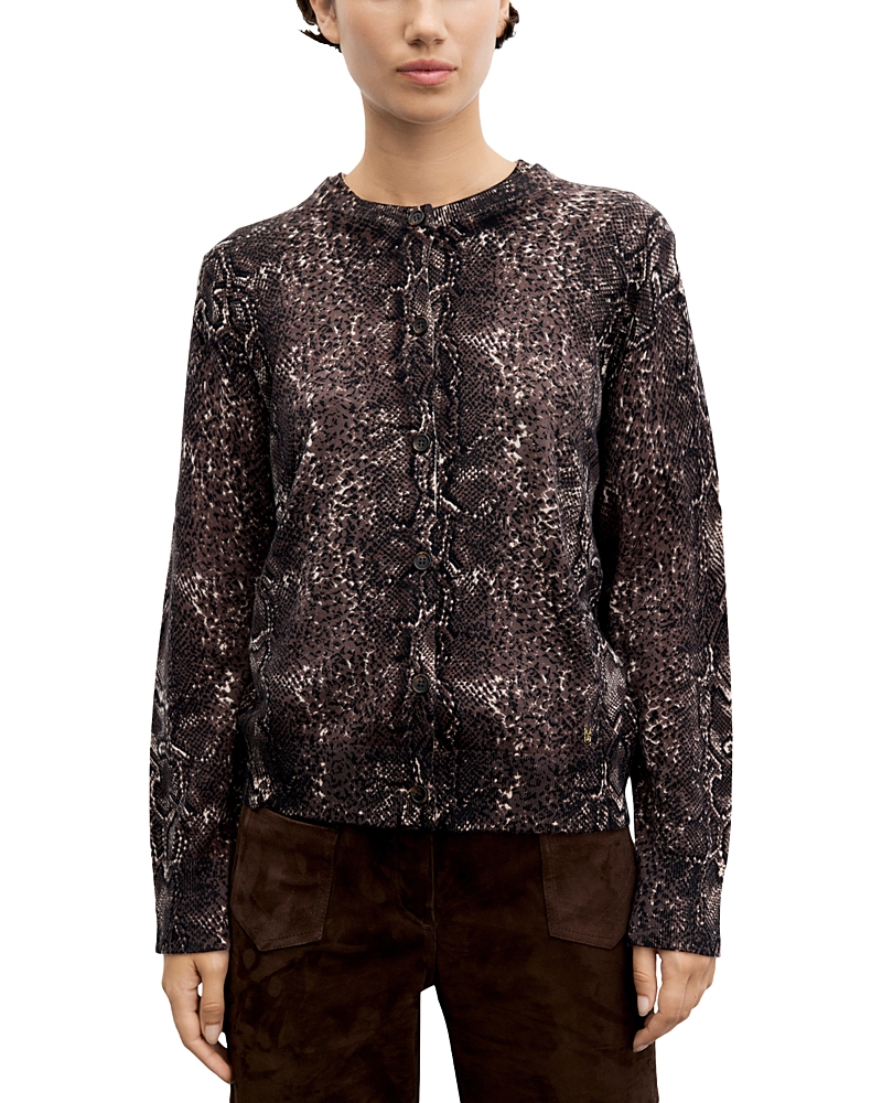 Gerard Darel Rouba Wool Printed Button Front Sweater