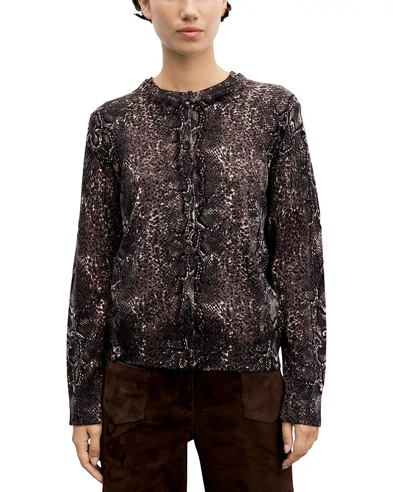 Gerard Darel Rouba Wool Printed Button Front Sweater