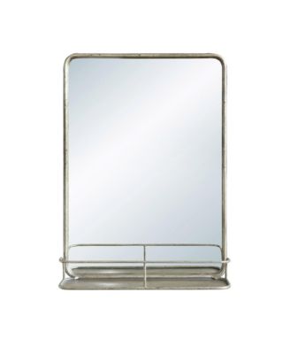  Metal Framed Wall Mirror with Shelf