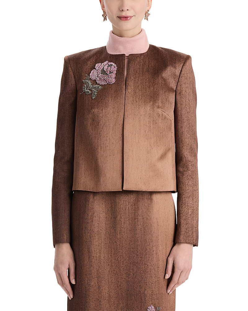 Oscar de la Renta Embellished Satin Jacket