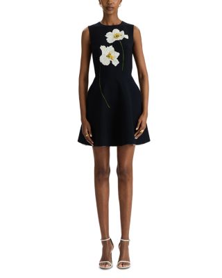 Peony Print Wool Blend Day Dress