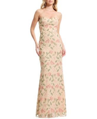 Dress the Population Sheridan Strapless Sweetheart Floral Embroidered Mermaid Gown
