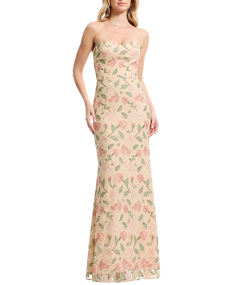 Dress the Population Sheridan Strapless Sweetheart Floral Embroidered Mermaid Gown