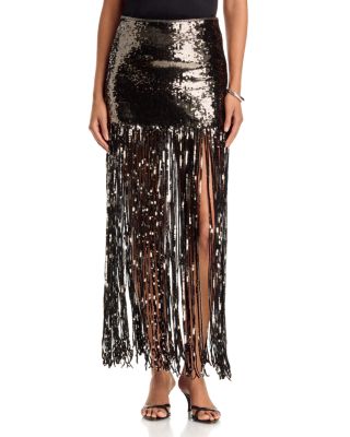 Kendra Sequin Fringe Maxi Skirt