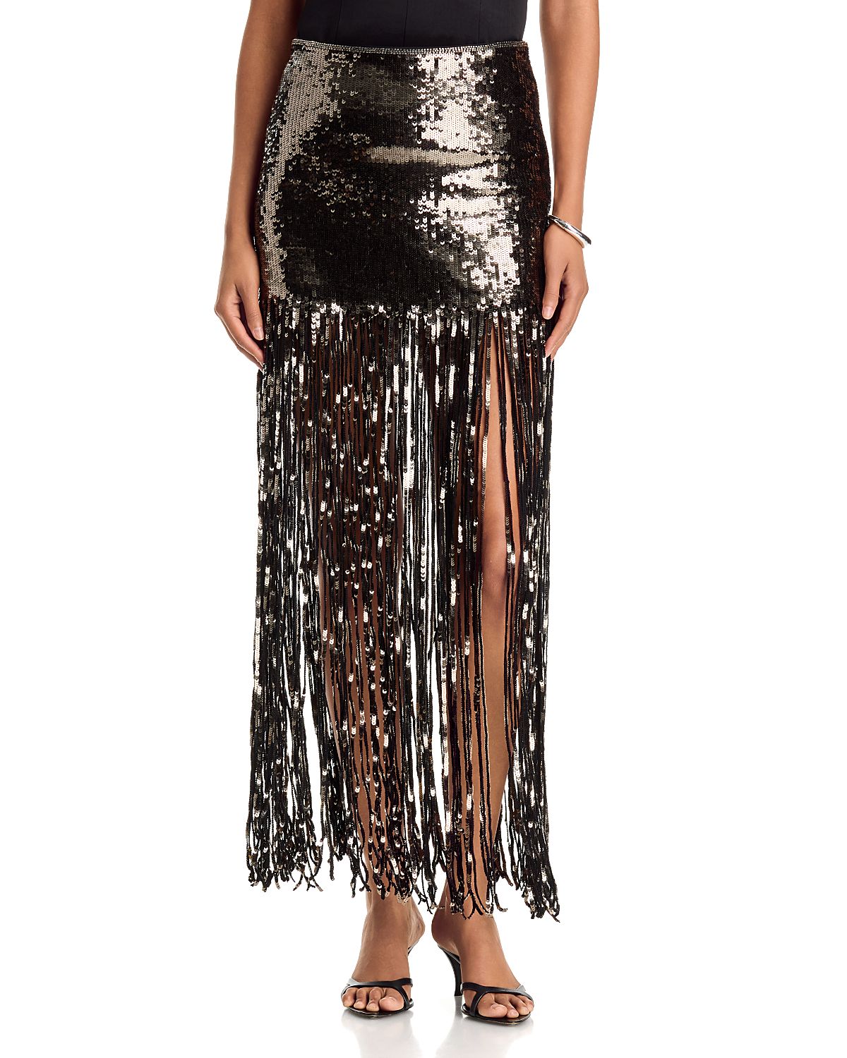 Alice and Olivia Kendra Sequin Fringe Maxi Skirt