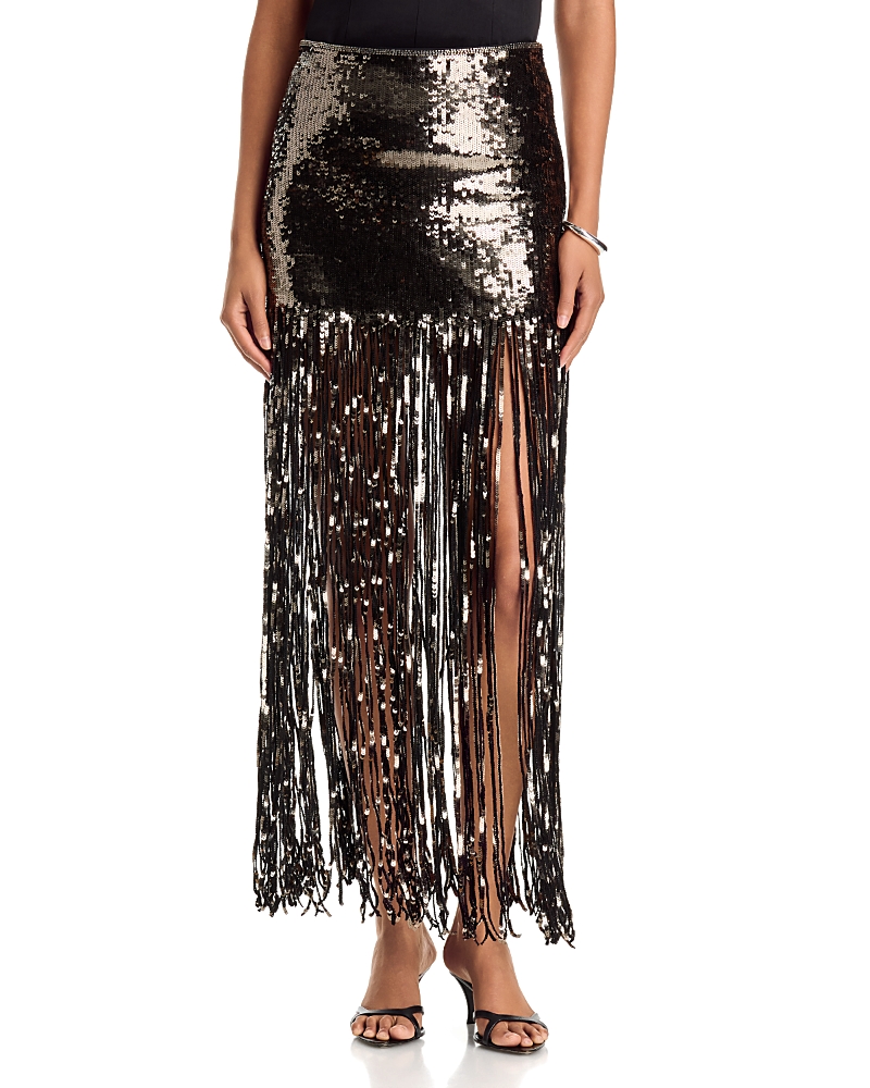 Alice and Olivia Kendra Sequin Fringe Maxi Skirt