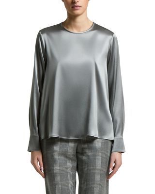 Woman Shirt in Stretch Shiny Silk Satin