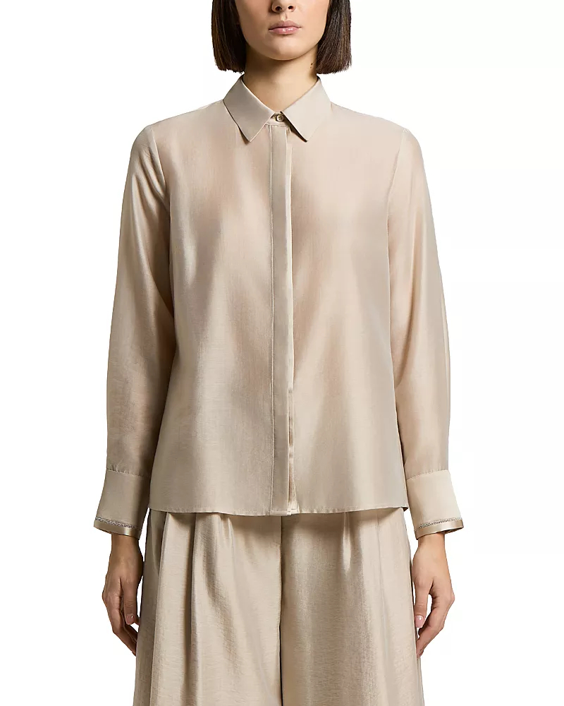 Peserico Woman Shirt in Lyocell Organza Fabrics with Semi Gloss Finish