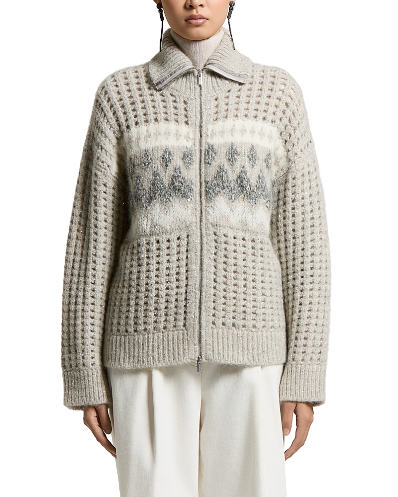 Peserico Alpaca Wool Blend Zip Up Sweater