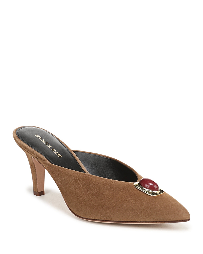 Veronica Beard Women's Rochelle Cabochon Suede High Heel Mules
