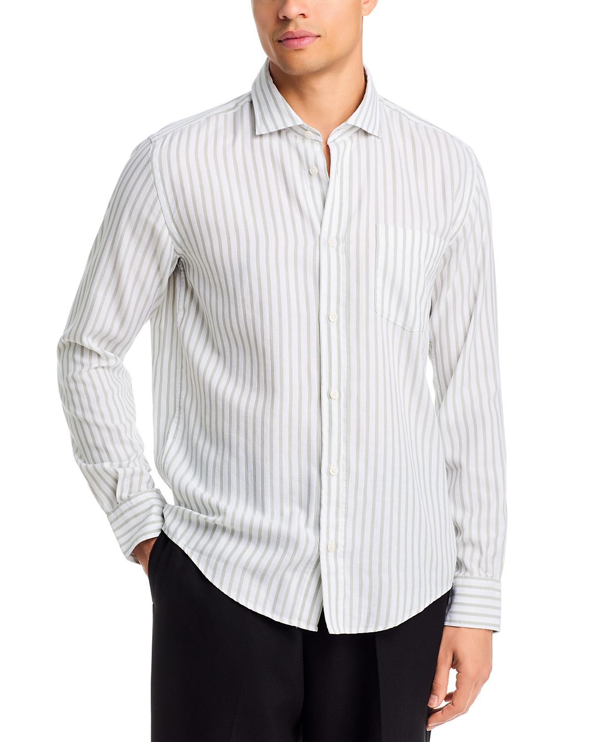 Boss Rob Spread Collar Stripe Cotton Shirt