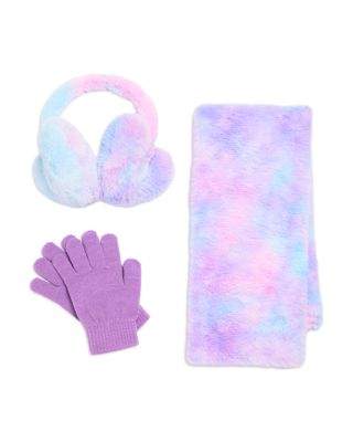 Girls' Three Piece Multi Heart Faux Fur Earmuffs Set - Little Kid, Big Kid