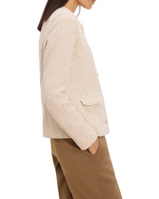 Trimmed Weave Mixed Knit Jacket - thumbnail 4