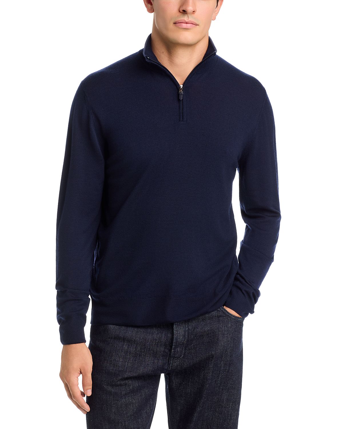 Canali Merino Wool Knit Quarter Zip Sweater