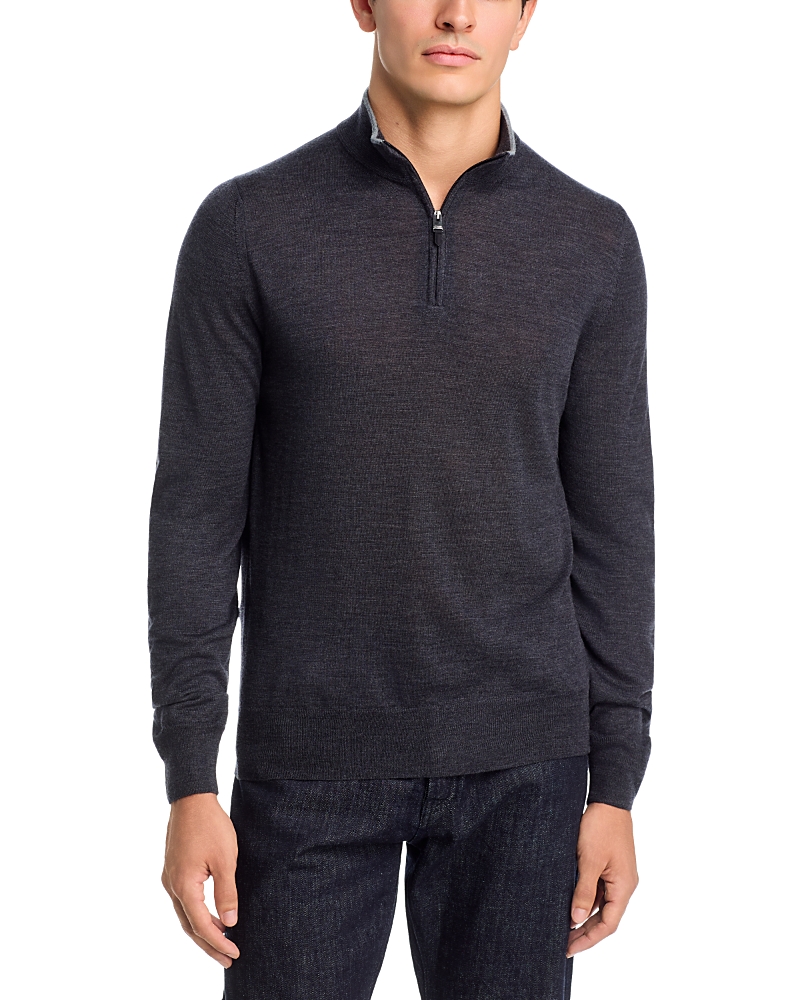 Canali Merino Wool Knit Quarter Zip Sweater
