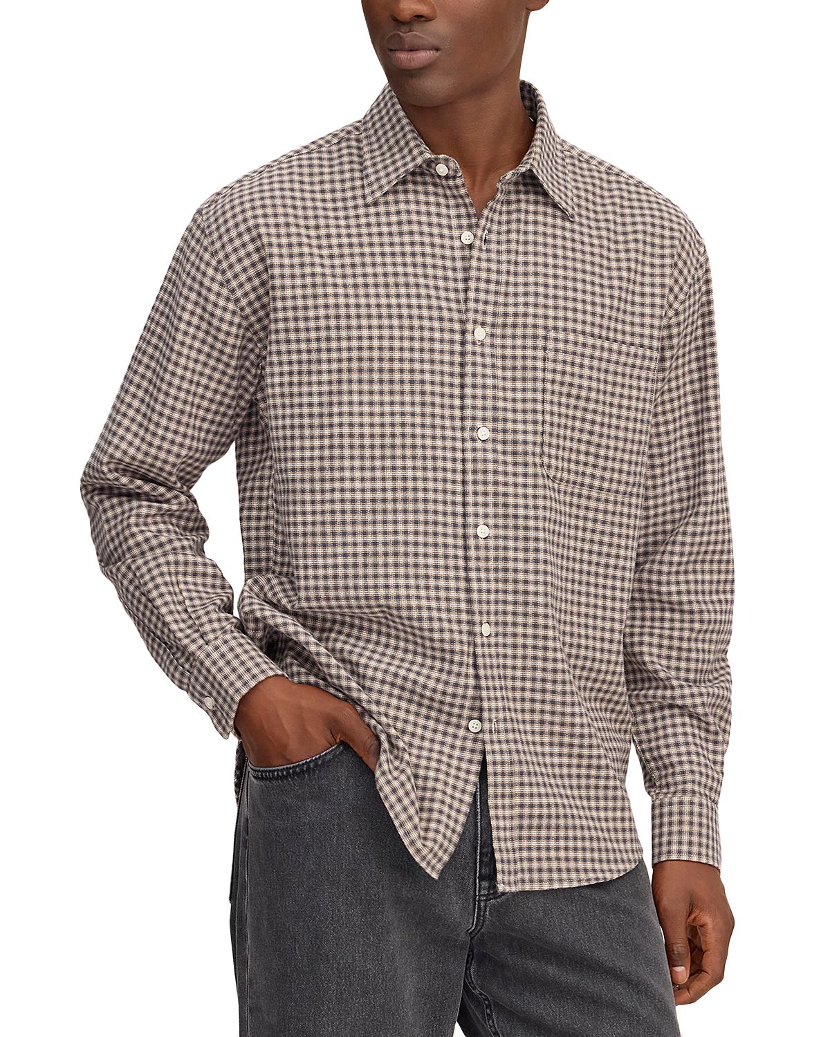 NN07 Deon Long Sleeve Button Front Flannel Shirt