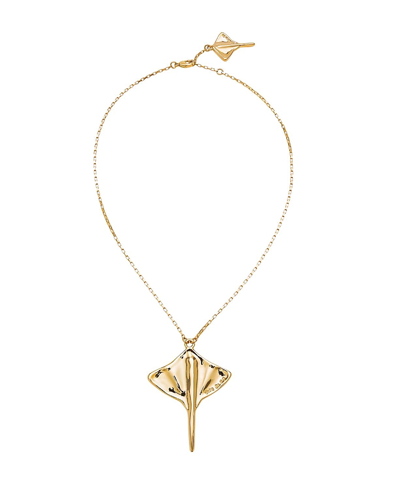 UNOde50 Short Chain Pendant Plated in Gold with Manta Ray Figure