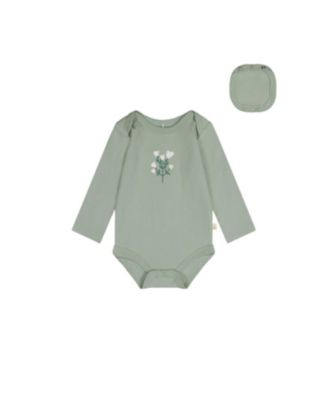 Girls' Organic Cotton Long Sleeve Flower Detail Romper - Baby