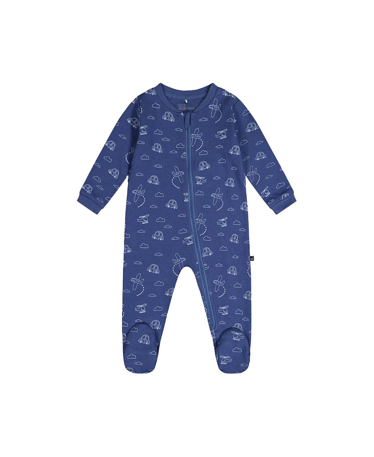 Deux par Deux Boys' Transport Organic Cotton Front Zipper Footed One Piece Pajama - Baby