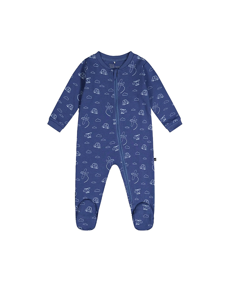 Deux par Deux Boys' Transport Organic Cotton Front Zipper Footed One Piece Pajama - Baby