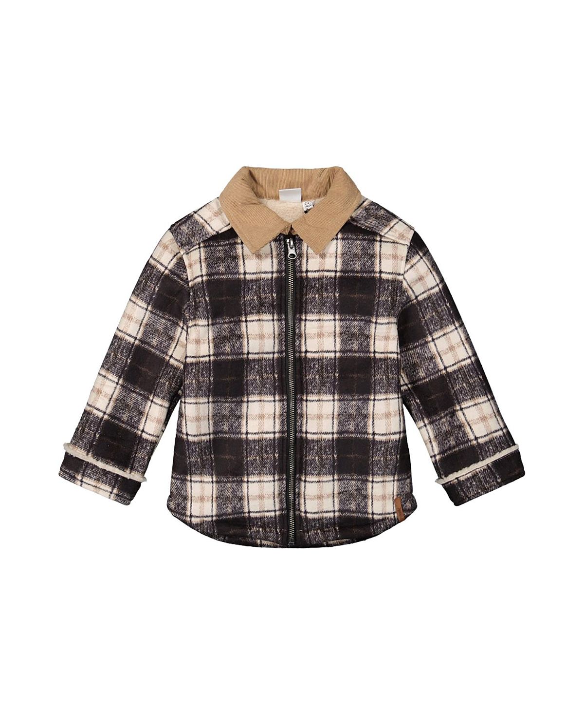 Deux par Deux Boys' Brushed Plaid Zip Front Ribbed Collar Jacket - Little Kid