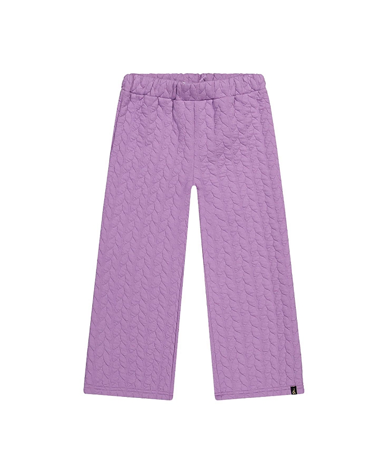 Deux par Deux Girls' Wide Leg Jacquard Quilted Diamond Elastic Waist Pants - Big Kid