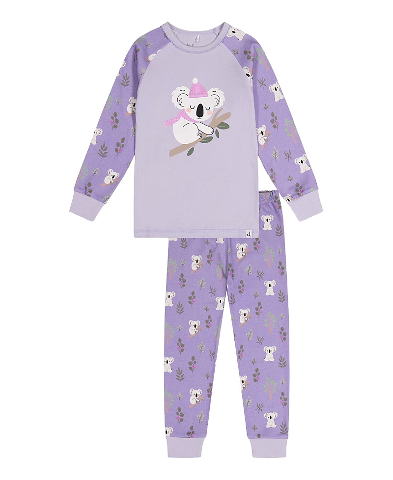 Deux par Deux Girls' Koala Organic Cotton Top Pants Two Piece Pajama Set - Big Kid