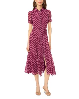 CeCe Scallop Trim Tie Waist Dress