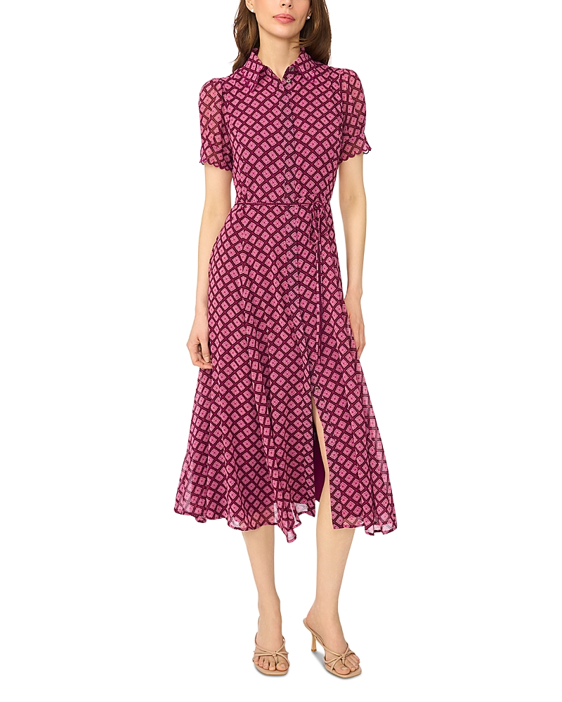 CeCe Scallop Trim Tie Waist Dress