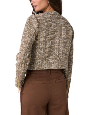 Collarless Boucle Moto Jacket - thumbnail 3