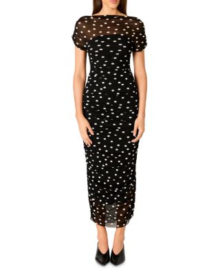 Aria Printed Ruched Midi Dress