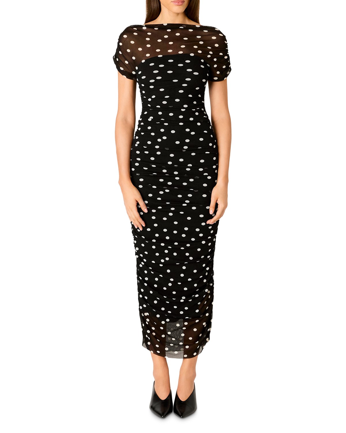 Aria Printed Ruched Midi Dress