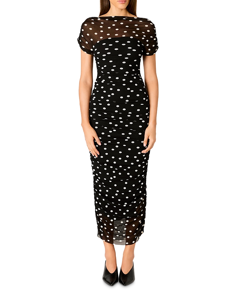 Nia Aria Printed Ruched Midi Dress