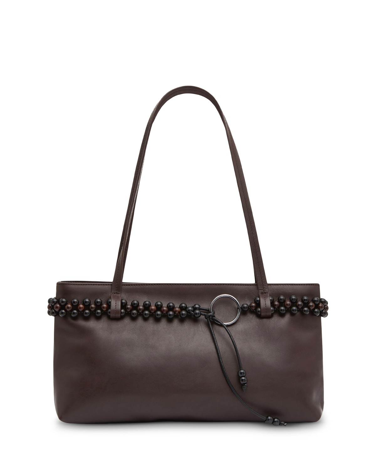 Bead Belt Leather Structured Shoulder Bag