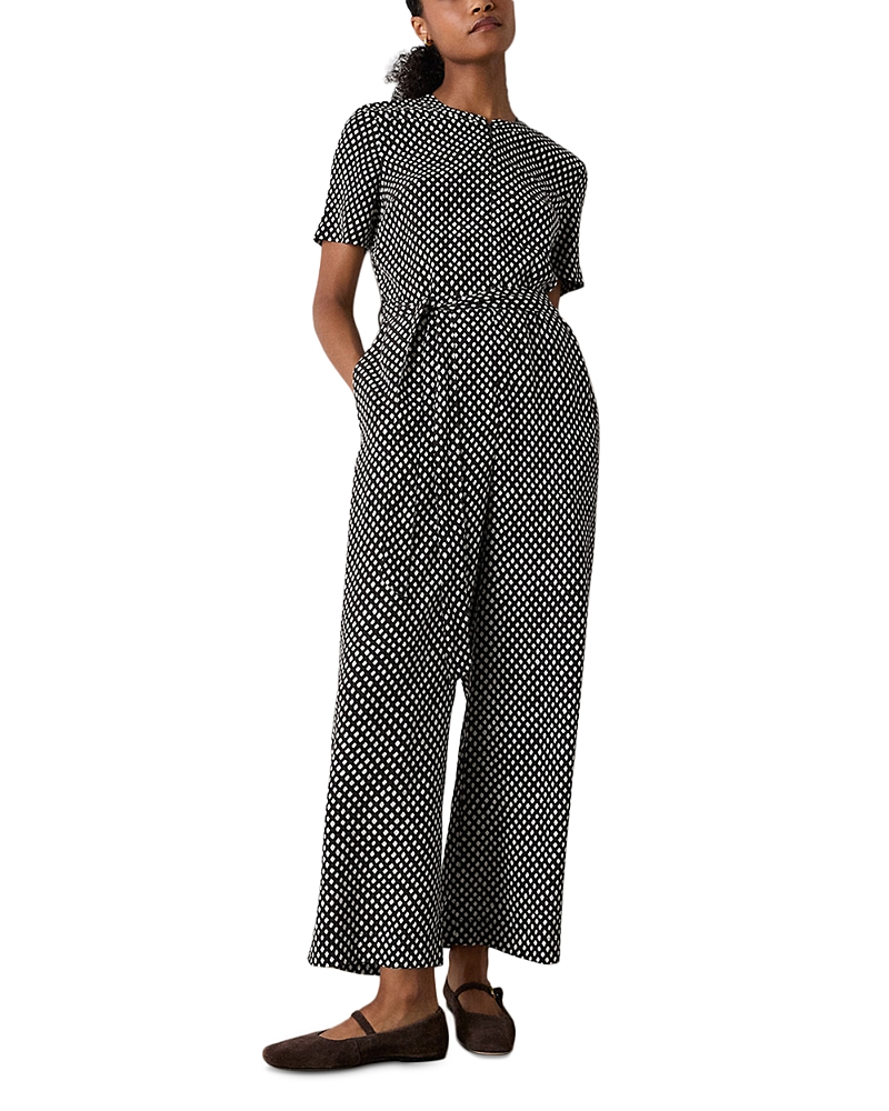 Whistles Check Short Sleeve Jumpsuit
