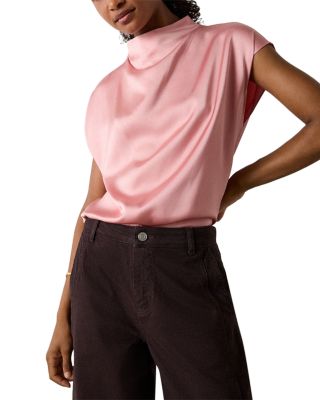 Cowl Neck Satin Sleeveless Top