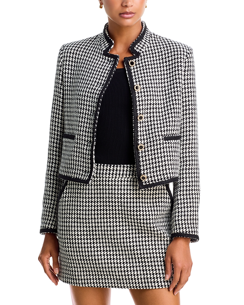 Aqua Mixed Houndstooth Button Front Jacket - Exclusive